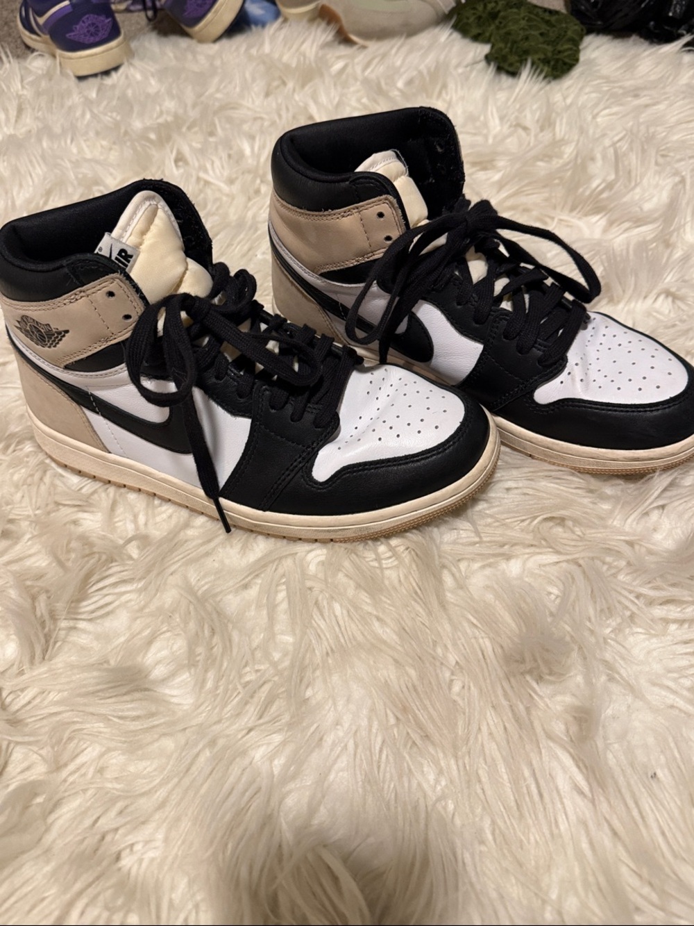 Jordan Womens High-Top Sneakers in Black White and Tan